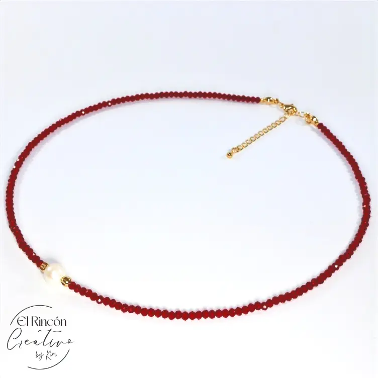 Collar choker cristales perla mallorca
