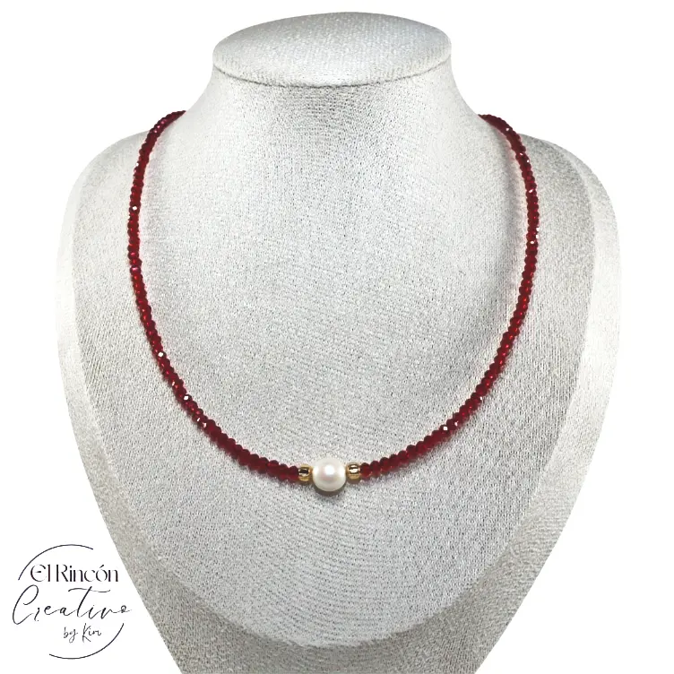 Collar choker cristales perla mallorca