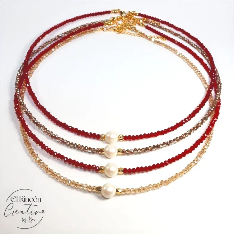 Collar choker cristales perla mallorca