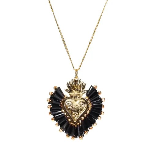 C-24-00020.webp Collar con dije del Sagrado Corazón bordado con cristales