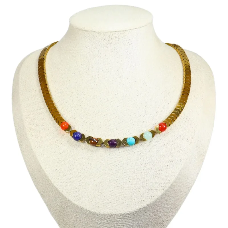 collar 7 chakras de hematitas