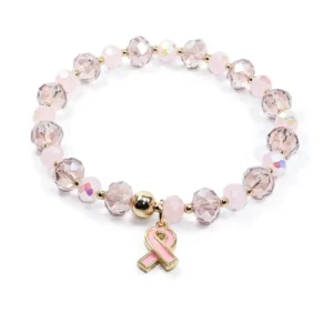 Pulsera conmemorativa con cristales rosados 🎀