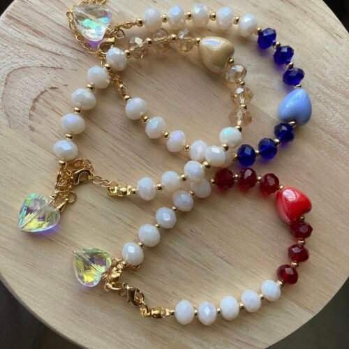 pulseras corazón Pulsera corazón de cristal