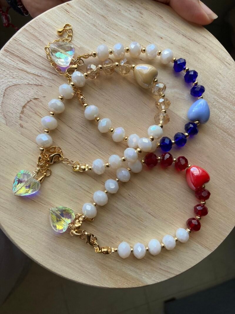 pulseras corazón Pulsera corazón de cristal