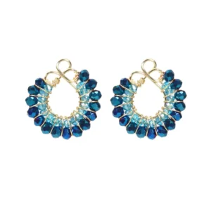Aretes de alambrismo con cristales azules Aretes de alambrismo con cristales azules