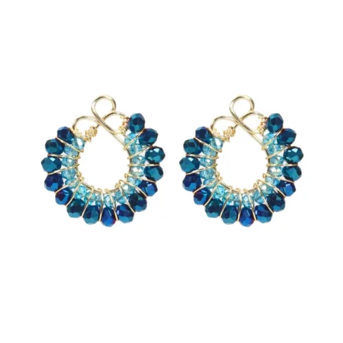 Aretes de alambrismo con cristales azules Aretes de alambrismo con cristales azules