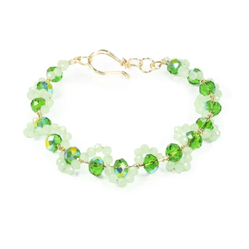 Brazalete de cristales verdes facetados Brazalete de cristales verdes facetados
