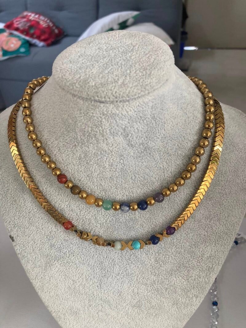 collar 7 chakras de hematitas collar 7 chakras de hematitas