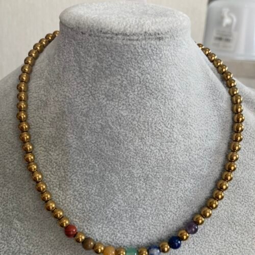 collar 7 chakras de hematitas bola