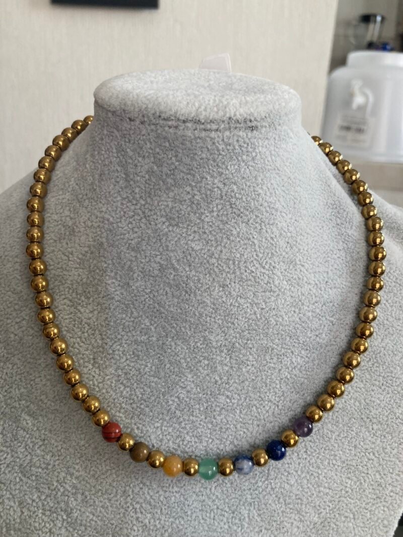 collar 7 chakras de hematitas bola collar 7 chakras de hematitas bola